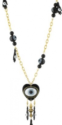 Tarina Tarantino All Eyes on You Heart and Eye Lucite Beads Chain Necklace with Swarovski Crystals Pave