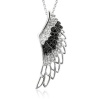 Sterling Silver Angel Feather Wing BLACK and WHITE Diamond Pendant Necklace (HI, I1-I2, 0.25 carat)