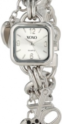 XOXO Women's XO7026 Silver Dial Silver-tone Charm Bracelet Watch