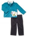 Bearably comfortable. He'll enjoy wearing this adorable 2 piece set by Carters.