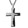 Men's Stainless Steel Tablet Cross Pendant Necklace, 24