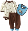 Bon Bebe Baby-boys Newborn Going Bananas 3 Piece Pant Set, Blue/Brown/Cream, 3-6 Months