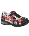 Start the engine! He'll be ready to get out the door fast in these fun fire truck-themed Stride Rite shoes that light up whenever he walks.