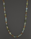 Multi-hued aquamarine pairs perfectly with amethyst in this endless beaded necklace from Lara Gold for LTC.