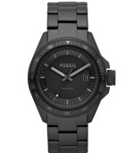 Black on black: the modern man's dress code. A handsome Decker watch by Fossil.