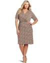 Jones New York Women's Plus-Size Elbow Sleeve Wrap Dress