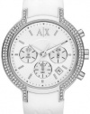 Armani Exchange Ladies Stainless Steel Case with White Rubber Strap Chronograph Watch