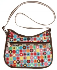 The classic hobo by LeSportsac is available in bold brights or printed with various motifs in a seasonal palette.