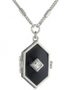 T Tahari Jet and Crystal Locket Necklace