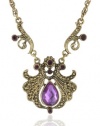 1928 Jewelry Deep Siberian 16 Gold-Tone Amethyst Faceted Adjustable Pendant Necklace