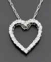 The way to her heart… a diamond necklace with heart pendant. Give her a sentimental gift gleaming with round-cut diamonds (1/10 ct. t.w.) set in 14k white gold. Chain measures 18 inches; pendant drop measures 1/2 inch.