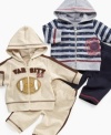 Outfit him for the football season with these great gridiron-inspired sporty hoodie and pants sets from Baby Essentials.