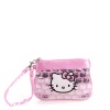 Hello Kitty Satin Wristlet Purse Bag with Pink And Silver Satin