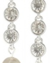 Nine West We Do I Do Pearl Silver-Tone Pearl Crystal Linear Drop Earrings