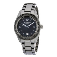 Emporio Armani Women's AR1423 Black Ceramic Case & Bracelet Crystal Bezel Black Mother-of-Pearl Dial Watch