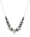 Nine West Silver-Tone Plated 18 Jet and Crystal Frontal Necklace