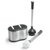 Polder BTH-6300-95 Stainless-Steel Dual Bath Caddy with Toilet Brush and Plunger, Black