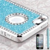 Pandamimi iphone 5 case - Deluxe Light Blue Diamond Rhinestone Glitter Bling Chrome Hard Case Cover for Apple iPhone 5 5G Screen Protector and Stylus