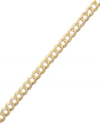 Polish your look. This 14k gold men's curb chain bracelet is the perfect addition to his wardrobe. Approximate length: 9 inches. Approximate width: 4-3/5 mm.