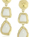 T Tahari Parisian Chic White and Gold Double Drop Earrings