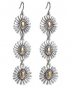 LUCKY BRAND Two-Tone Floral Triple Drop Earrings