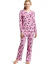 Hello Kitty Women's Print 2 Piece Long-Sleeve V-Neck Top and Pant Pajama Set