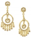 With a beautiful rainfall of glass topaz accents, these chandelier earrings from 2028 add elegance in waves. Crafted in gold tone mixed metal. Approximate drop: 2-3/4 inches. Approximate width: 1-1/4 inches.