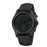 Gucci Men's YA126225 G-Timeless Chronograph Black IP Techno Leather Watch