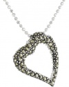 Judith Jack Reversibles Sterling Silver, Swarovski Marcasite and Crystal Heart Pendant Necklace