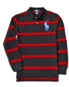 Polo Ralph Lauren Boys Striped Big Pony Mesh Polo, Red, L(14/16)