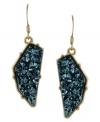 Simply dynamite. Chips of blue drusy create a dramatic effect on BCBGeneration's geometric drop earrings. Set in gold tone mixed metal on fishwire. Approximate drop: 2 inches.