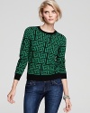 Color your denim with this fresh, eye-catching Alice + Olivia sweater crafted from pure wool.