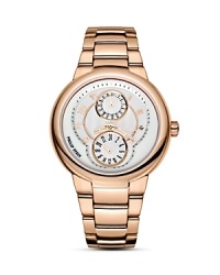 Philip Stein® active rose gold plated chronograph watch with integrated bracelet strap and a butterfly buckle closure.