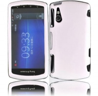 Pantech Rubberized Hard Shell Faceplate Cover Phone Case for Sony Ericsson Xperia Play R800 R800X - White