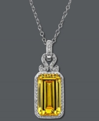 Add a punch-bright touch of color. Arabella's stunning and sparkly pendant highlights a yellow Swarovski zirconia (19 ct. t.w.) and round-cut white zirconias (3/4 ct. t.w.). Crafted in sterling silver. Approximate length: 18 inches. Approximate drop: 3/4 inch.