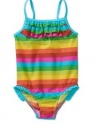 Child of Mine by Carters Girls Stripe One-Piece Swimsuit - UPF 50+ (6-9 Months)