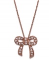 Wrap up your look. B. Brilliant's sparkling bow pendant dazzles with round-cut cubic zirconias (1/4 ct. t.w.) in rose gold over sterling silver. Approximate length: 18 inches + 3-inch extender. Approximate drop length: 1/2 inch. Approximate drop width: 5/8 inch.