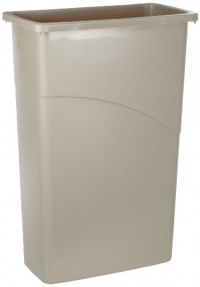 Rubbermaid Commercial LLDPE 23-Gallon Slim Jim Trash Can, Rectangular, 11 Width x 20 Depth x 30 Height, Beige