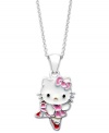 Show your whimsical side. The sterling silver Princess Kitty ballerina pendant from Hello Kitty, decorated with fun colors, is perfect for staying in step with fashion. Approximate length: 18 inches. Approximate drop: 1/2 inch.