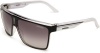 Carrera 22/S Shield Sunglasses,Shiny Black/white Frame/Grey Mirror Gradient & Silver Lens,One Size