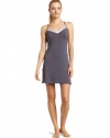 Calvin Klein Womens Essentials With Satin Sleep V-neck Convertible Sleep Chemise, Charcoal, Medium