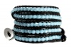 Cyana Blue Crystal Bead Leather Wrap Bracelet: 39 5x Wrap Bracelet