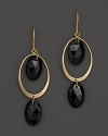 14K Curved Oval Frame Onyx Earrings