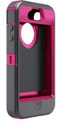 OtterBox Defender Series Hybrid Case & Holster for iPhone 4 & 4S  - Retail Packaging - Peony Pink/Gunmetal Grey