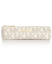 Aspiring novelists and poets-to-be: when it comes to your craft take a signature approach, like this logo-splashed pencil case from MICHAEL Michael Kors. Slender, sleek and outfitted with golden accents, it's the perfect place to stash your stylos.