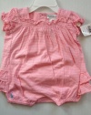 Ralph Lauren Polo Pony Baby Pink and White Stripe Bubble Ruffle Shortalls Shorts, Size 3 Months