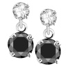 14k White Gold Black and White Diamond Dangle Earrings (1/2 cttw, J-K Color, I2-I3 Clarity)