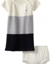 Nautica Sportswear Kids Baby-girls Infant Bold Stripe Sweater Dress, Off White, 24 Months