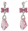 Galactic Drop Butterfly Swarovski Elements Crystal Earrings for Women Fashion Jewelry (Pink)