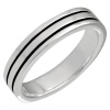 VINANI German 925 Sterling Silver Ring Black Stripes Double Line Size 10 RZL62